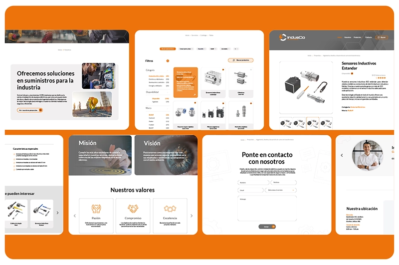 página web indusco secciones